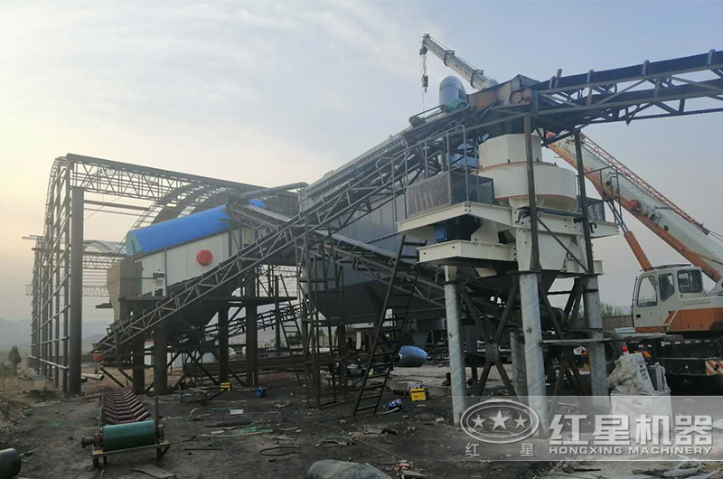 時產300噸鵝卵石破碎制砂加工客戶現場